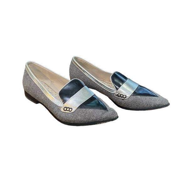 Boden Gray Leather Fabric Driving Shoes Loafers Flats Sz 37 - Picture 7 of 13